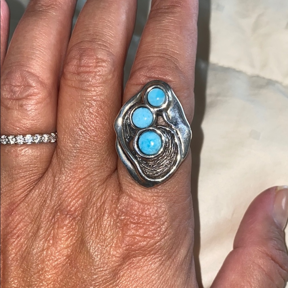 Large Sterling Silver free form ring - Picture 2 of 4